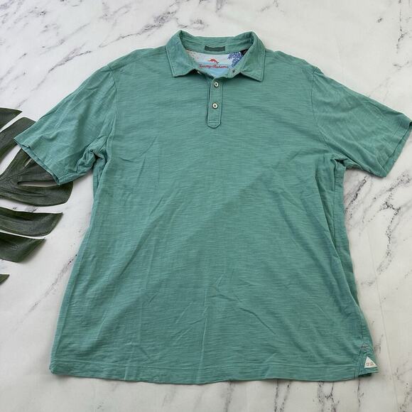 Tommy Bahama Other - Tommy Bahama Mens Polo Shirt Size L Light Teal Blue Short Sleeve Solid